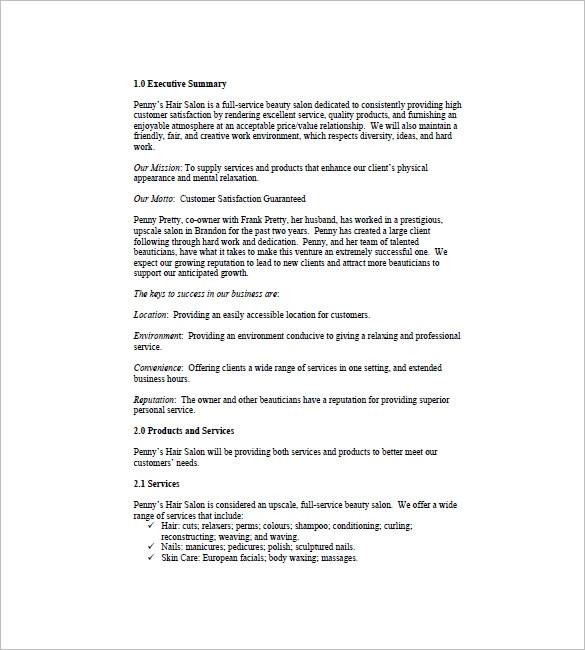 FREE 18+ Salon Business Plan Templates in PDF MS Word