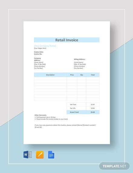 retail invoice template