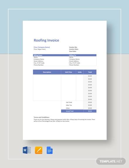 roofing invoice template