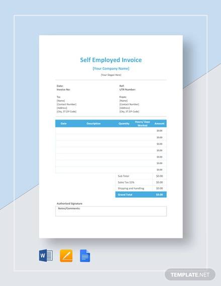 excel self employed printable invoice template