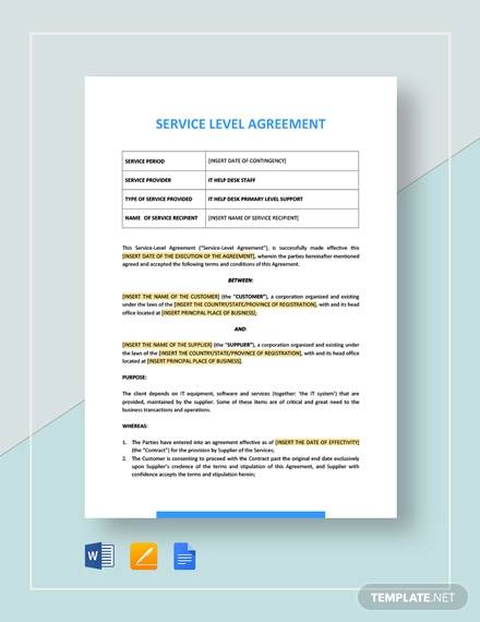 standard service agreement template