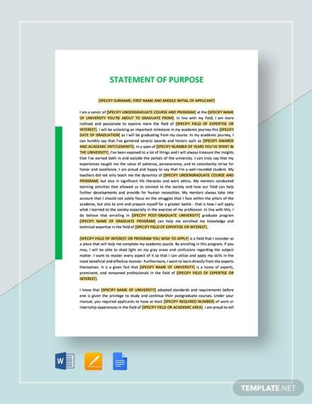 FREE 10 Sample Statement Of Purpose In PDF MS Word