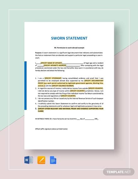 FREE 20 Sworn Statement Samples In PDF MS Word