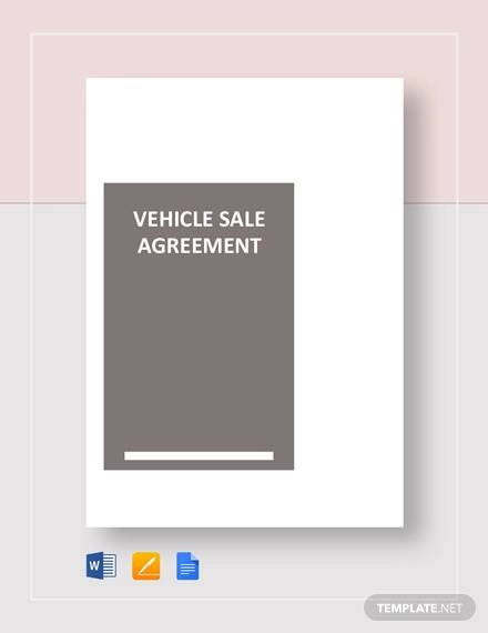 vehicle sale agreement template