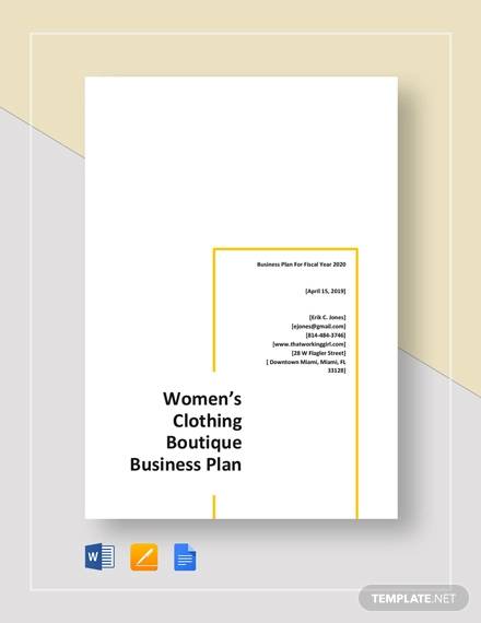 clothing business plan template pdf