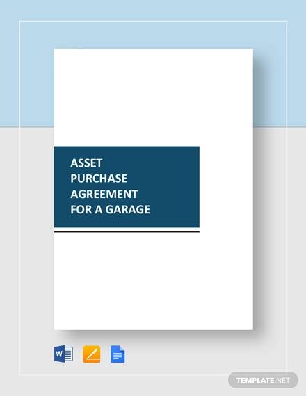 asset purchase agreement for a garage template