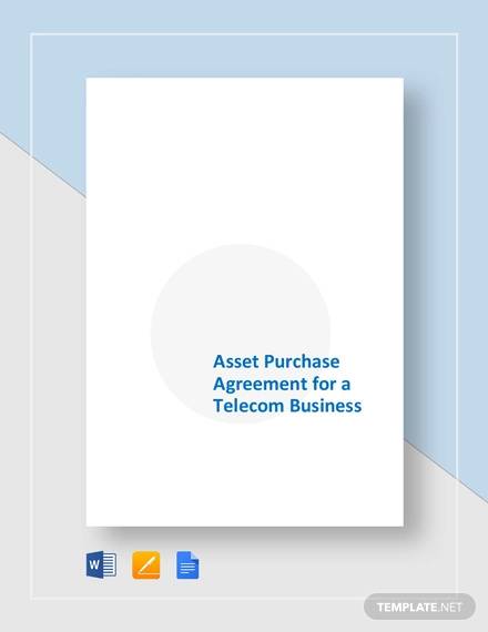 asset purchase agreement for a telecom business template