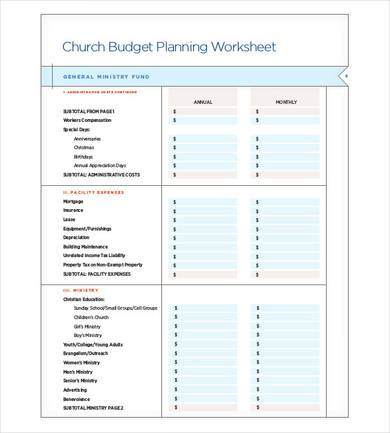 catholic church budget planning template