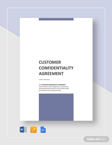 customer confidentiality agreement template