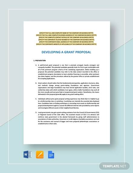 developing a grant proposal template