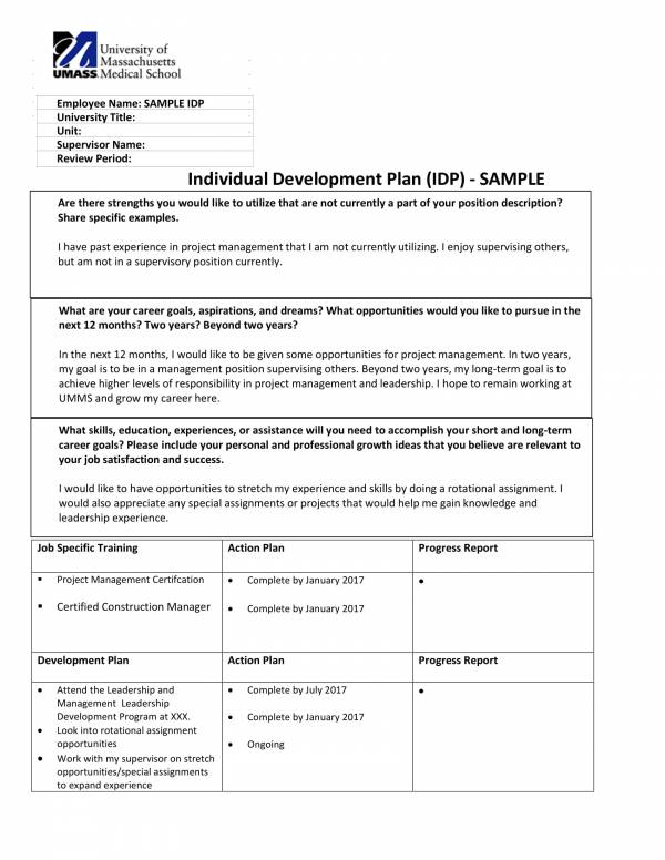 individual staff development plan sample template 1