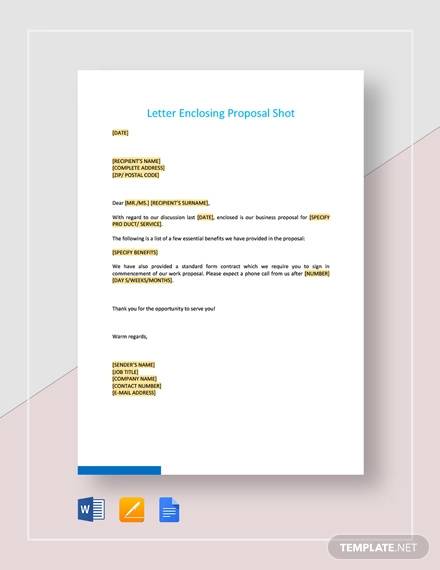 letter enclosing proposal short template