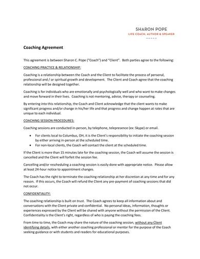 life coach agreement contract 1