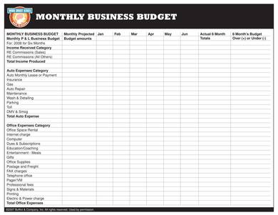 monthly business budget