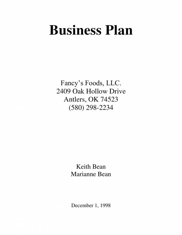 business plan food product example