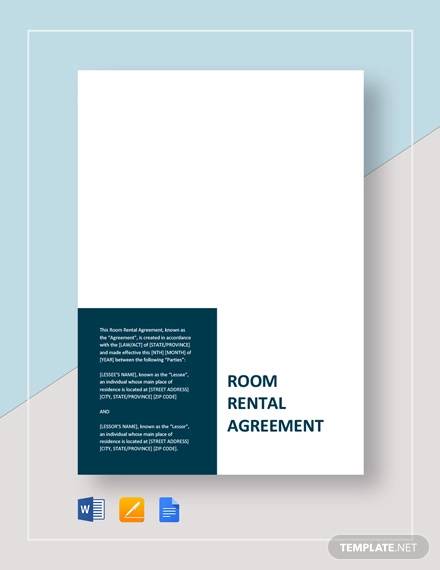 sample room rental agreement template