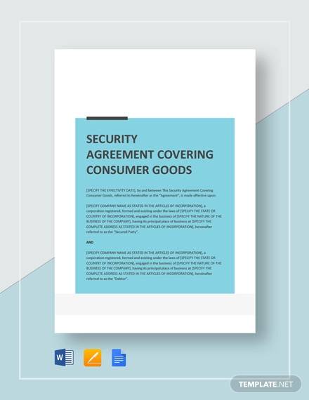 security agreement covering consumer goods template