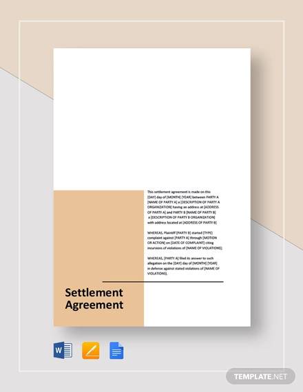 settlement agreement template