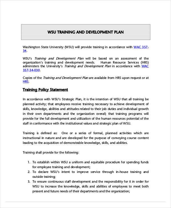 staff training development plan template