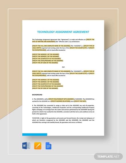 technology assignment agreement template