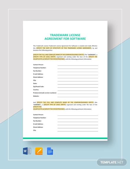 trademark license agreement for software template