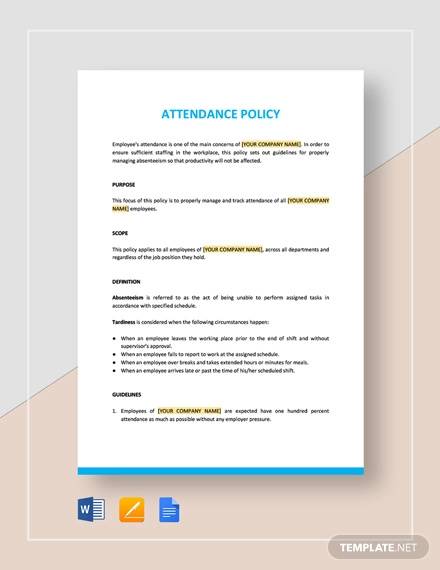 attendance policy template