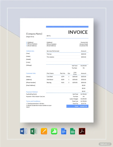 auto repair estimate invoice template