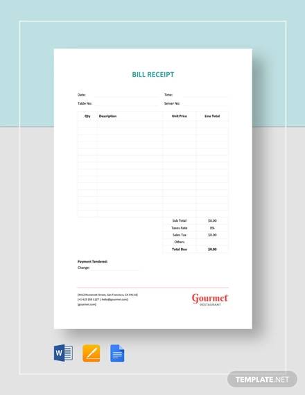 bill receipt template