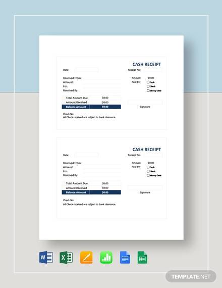 FREE 30+ Cash Receipt Templates in Google Docs | Google Sheets | Excel ...