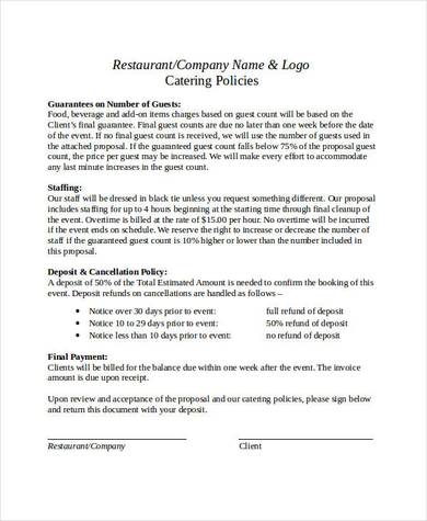 catering business proposal template