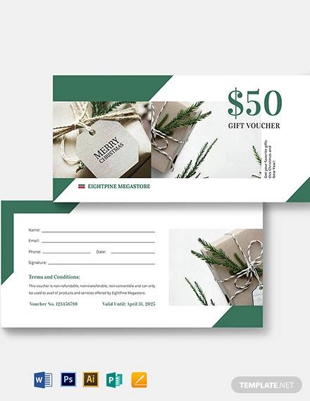 christmas gift voucher card template