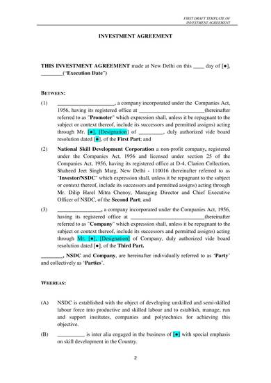 company investement agreement sample 02
