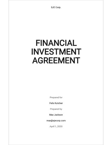 financial investment agreement template