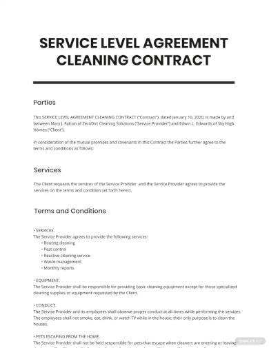 free commercial contract cleaning janitorial services template