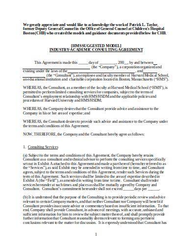 industry academic consultng services agreement sample