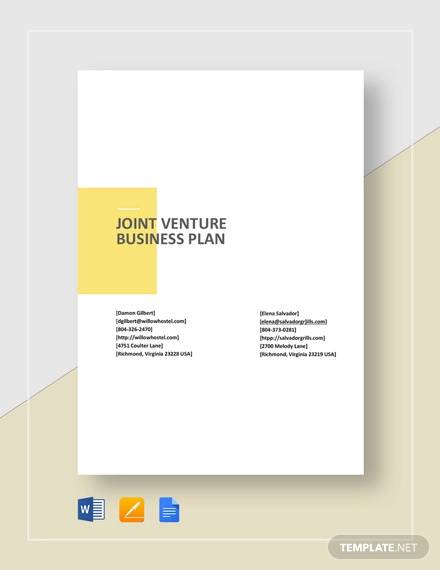 joint venture business plan template