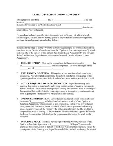 landlord tenant lease purchase agreement sample 1