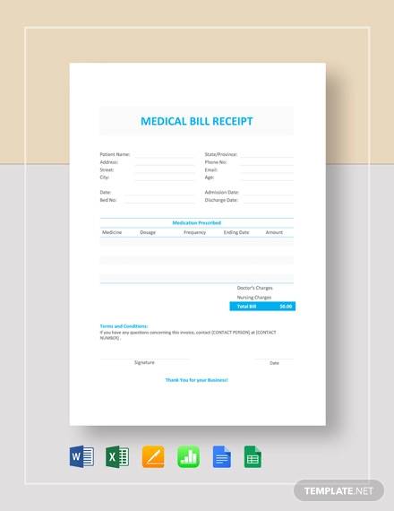 medical bill receipt template