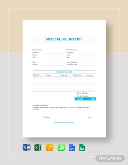 free 11 medical bill receipt templates in pdf ms word excel