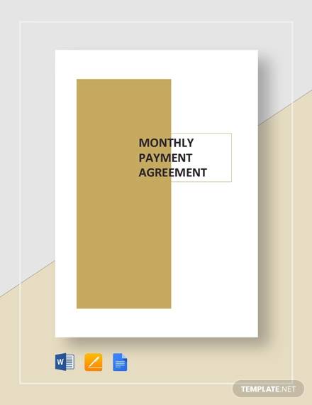 monthly payment agreement template