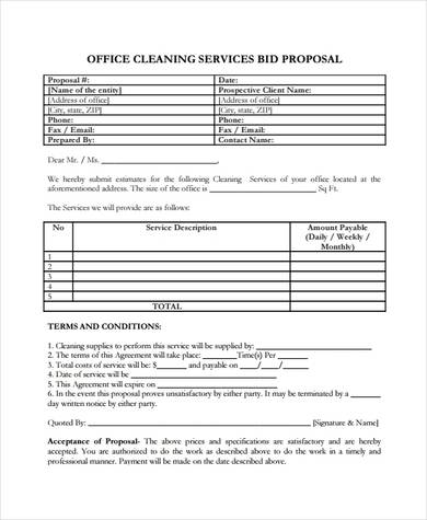 office cleaning service bid proposal template