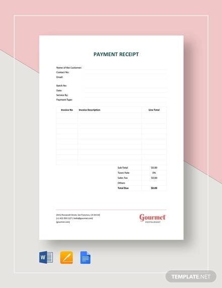 Download FREE 29+ Sample Payment Receipt Templates in MS Excel | MS Word | Numbers | Pages