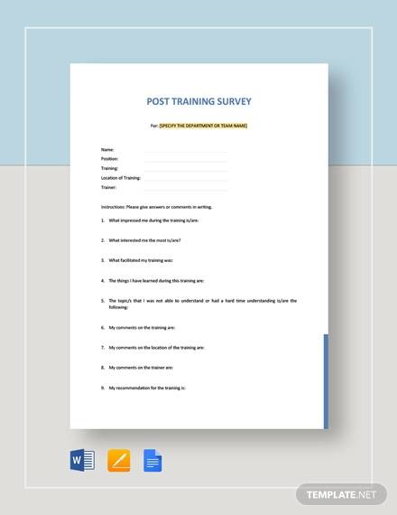 post training survey template