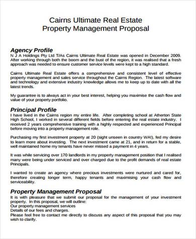 real estate property management sample template