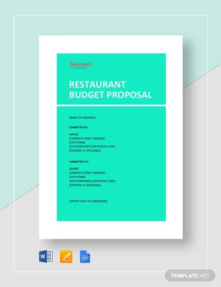 restaurant budget proposal template