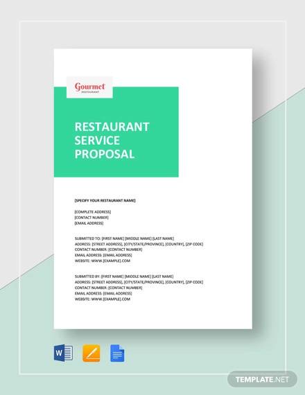 restaurant service proposal template