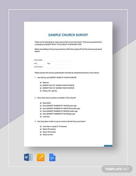 sample church survey template