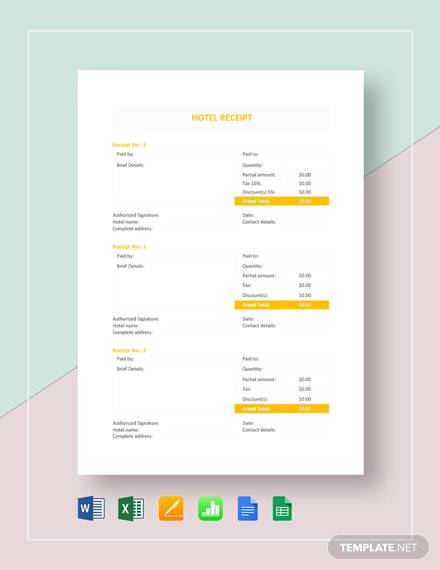 sample hotel receipt template