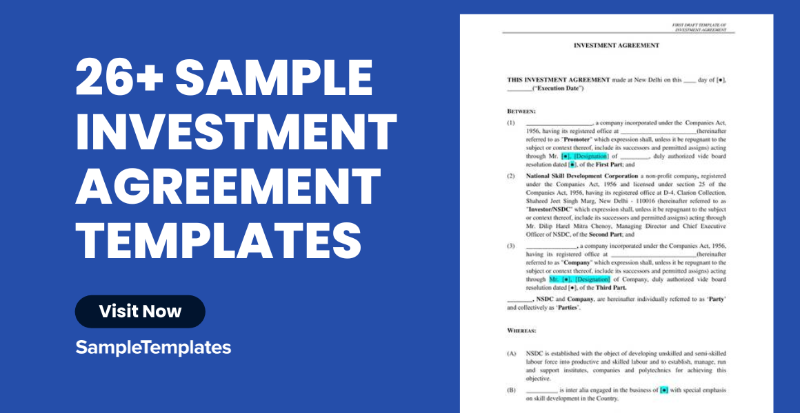 sample investment agreement templates