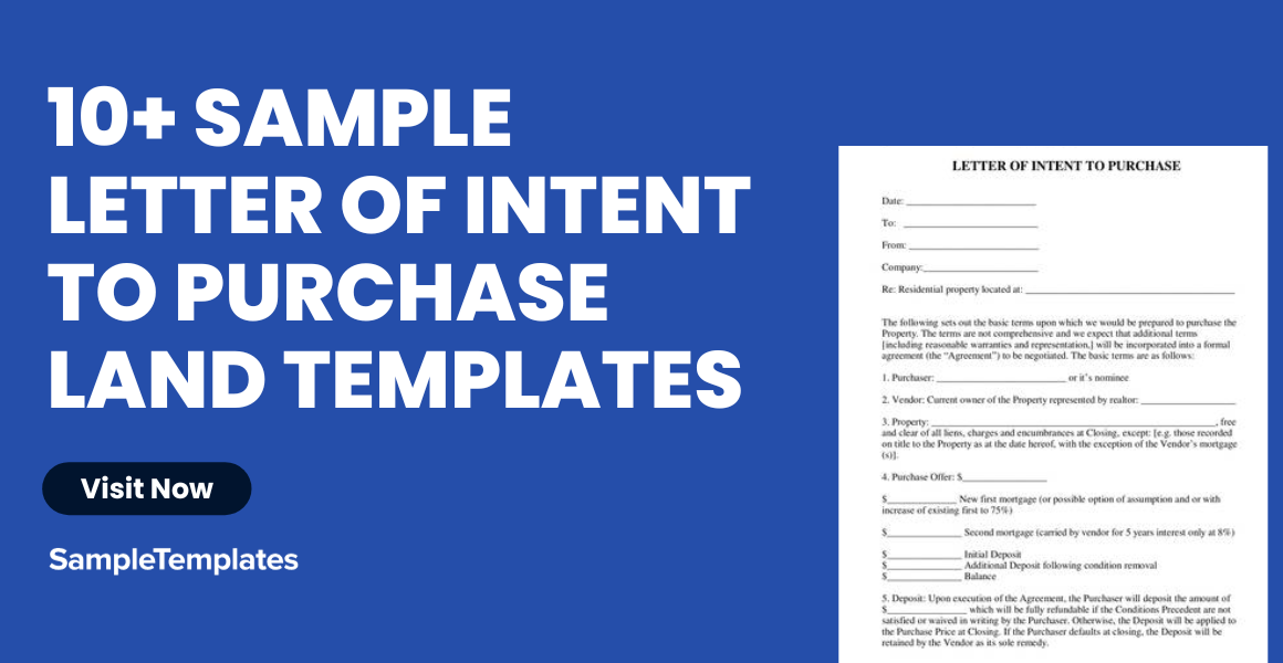sample letter of intent to purchase land template